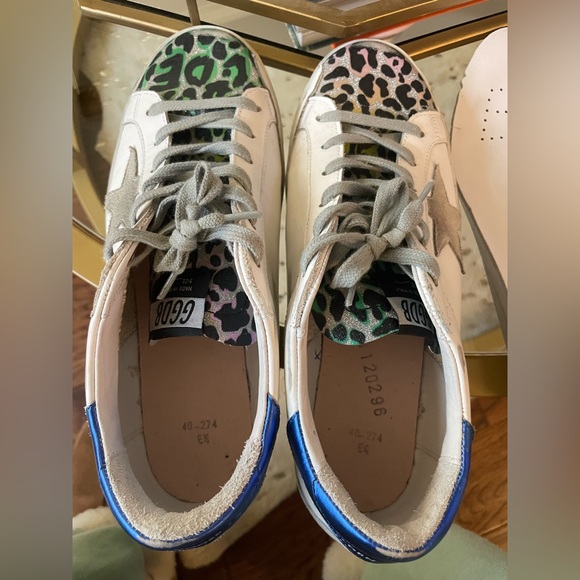 Golden Goose Super-Star with multi-color leopard-print and blue heel tab - Picture 6 of 8